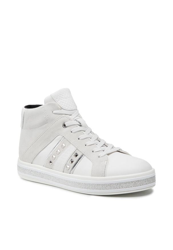 Geox Sneakersy D Leelu' B D16FFB 08522 C1352 Biały. Kolor: biały. Materiał: zamsz, skóra