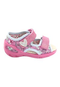 Befado obuwie dziecięce pu 065P147 różowe wielokolorowe. Kolor: wielokolorowy, różowy. Materiał: tkanina, bawełna