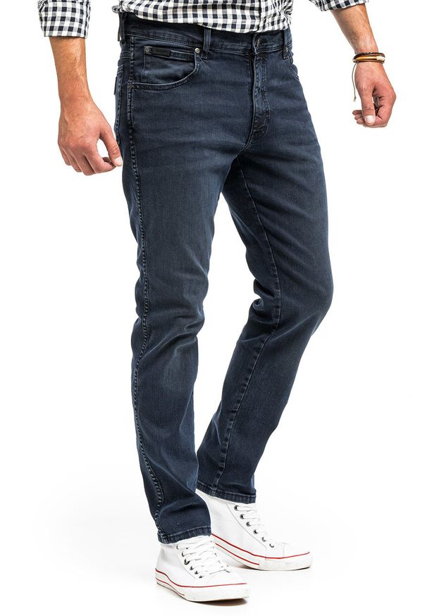 Wrangler - WRANGLER TEXAS TAPER MĘSKIE SPODNIE JEANSOWE BRUISED RIVER W12TLT364 112141166. Długość: długie. Wzór: aplikacja. Styl: klasyczny, elegancki