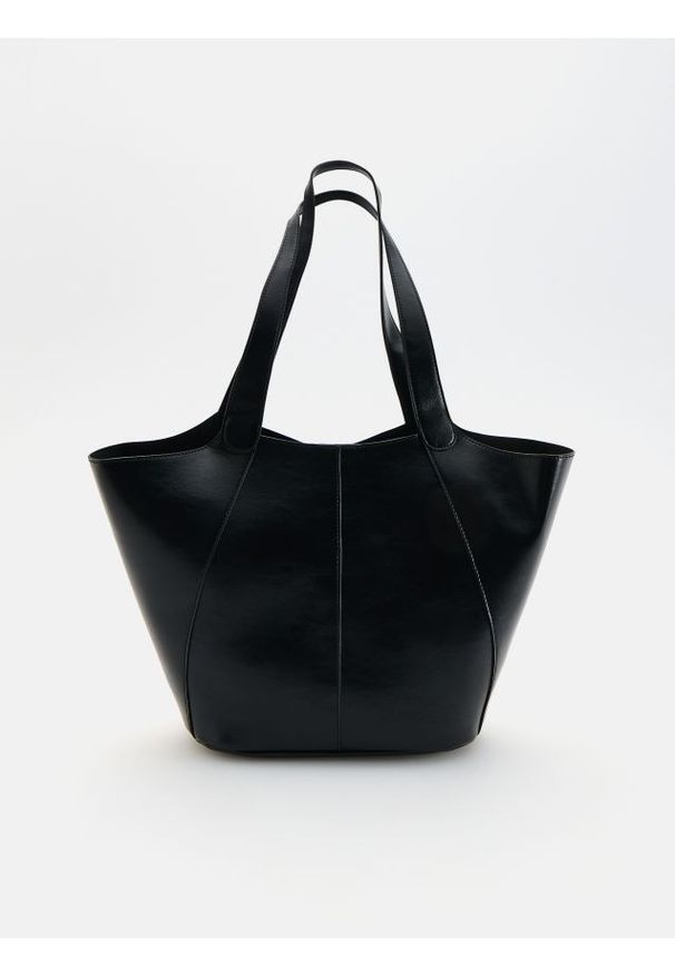 Reserved - Torebka shopper - czarny. Kolor: czarny. Materiał: skórzane