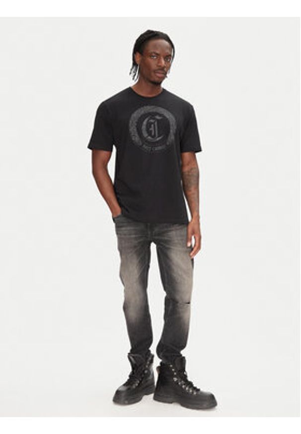 Just Cavalli T-Shirt 78OAHE22 Czarny Regular Fit. Kolor: czarny. Materiał: bawełna
