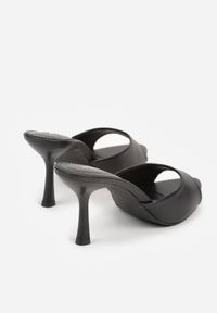 Renee - Czarne Klapki na Szpilce ze Szpiczastym Odkrytym Noskiem Sewnila. Nosek buta: szpiczasty. Kolor: czarny. Materiał: jeans, koronka. Obcas: na szpilce. Styl: elegancki, wizytowy #6