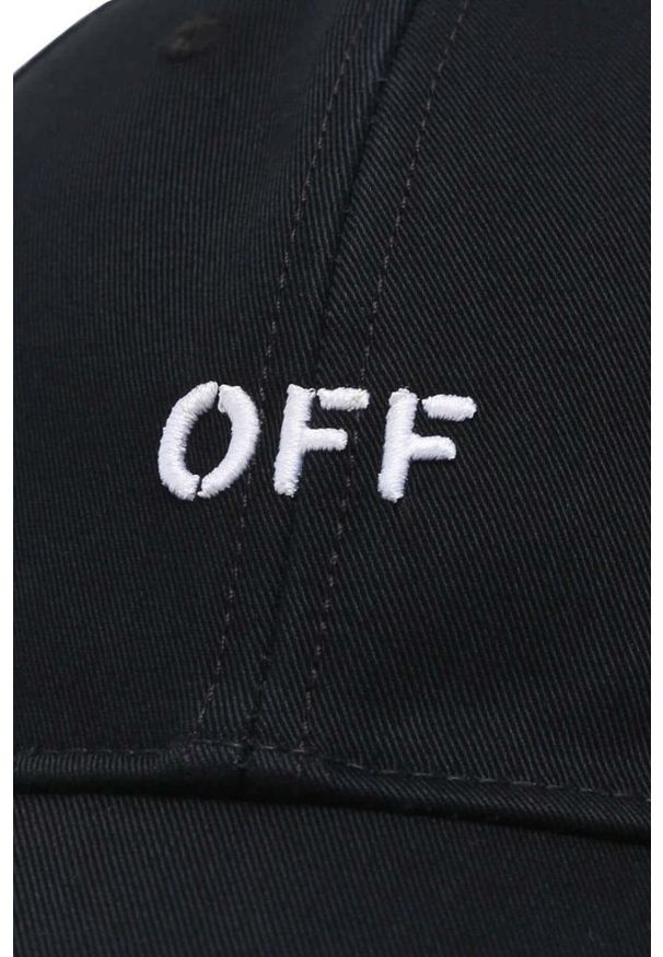 OFF-WHITE Czarna czapka z daszkiem z haftowanym Off, Rozmiar L. Kolor: czarny. Wzór: haft