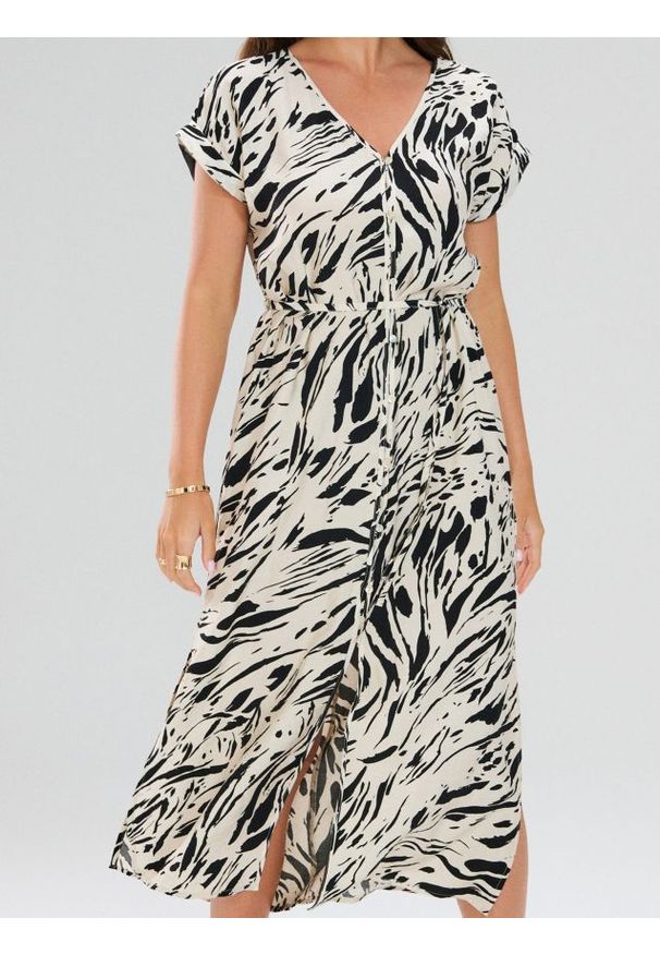 Sinsay - Sukienka midi ze wzorkiem - wielobarwny. Długość: midi