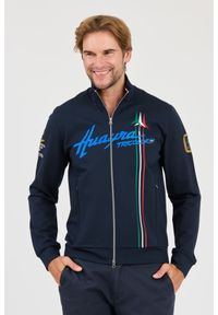 Aeronautica Militare - AERONAUTICA MILITARE Granatowa męska bluza rozpinana SWEATSHIRT, Rozmiar 3XL. Kolor: niebieski