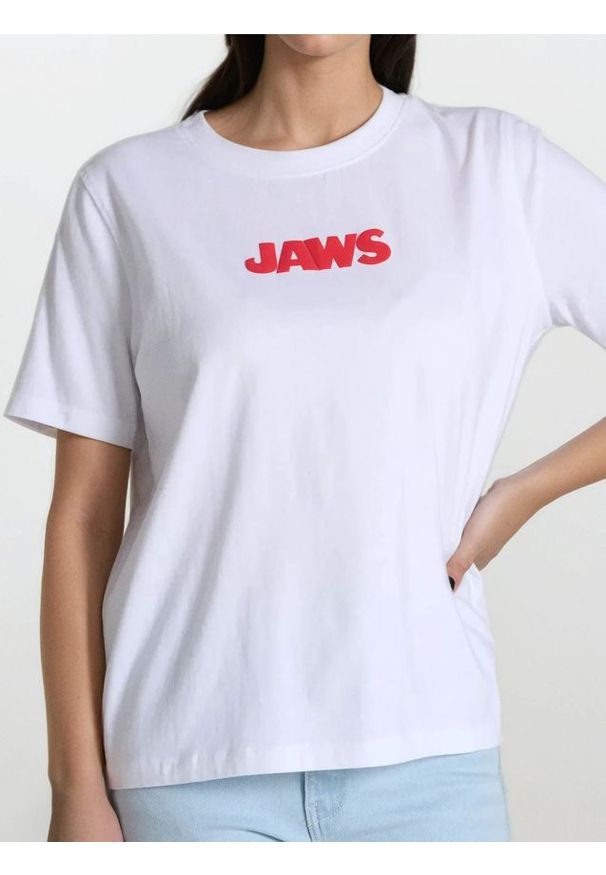 Sinsay - Koszulka JAWS - biały. Kolor: biały