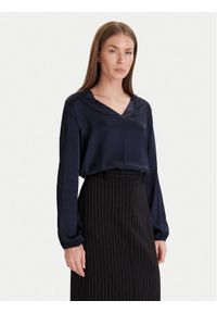 Maryley Bluzka 25IB824/18BL Granatowy Regular Fit. Kolor: niebieski. Materiał: wiskoza #1