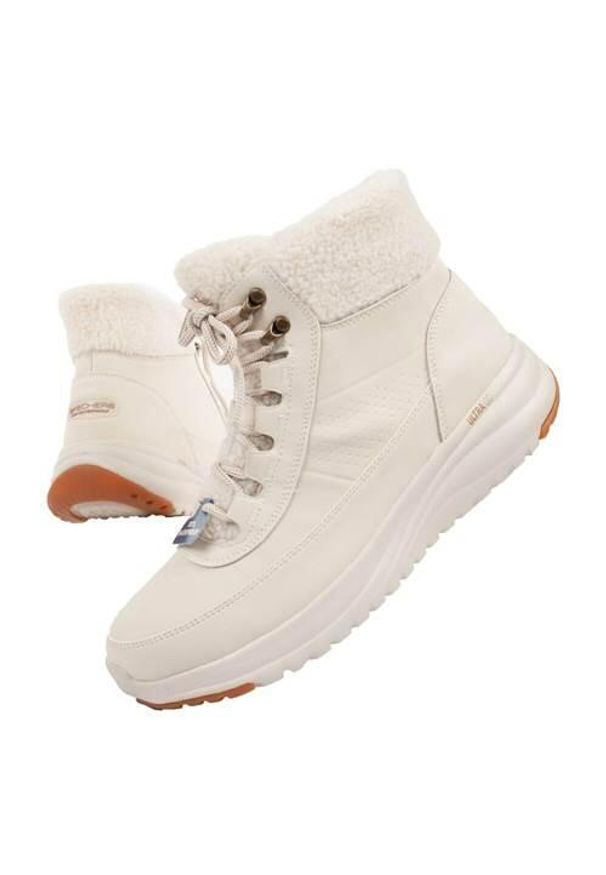 skechers - Buty do chodzenia damskie Skechers 144756 nat. Wysokość cholewki: za kostkę. Zapięcie: sznurówki. Kolor: biały. Materiał: skóra. Szerokość cholewki: normalna. Sport: turystyka piesza