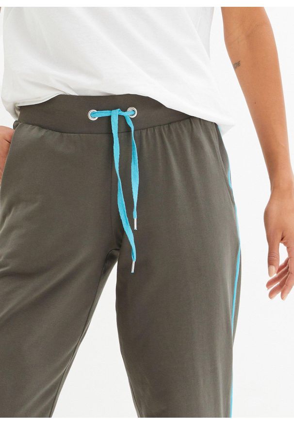 bonprix - Spodnie dresowe z bawełny. Kolor: szary. Materiał: bawełna, dresówka. Styl: sportowy