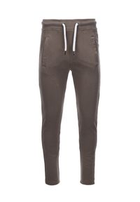Ombre Clothing - Spodnie męskie dresowe bez ściągacza na nogawce - grafitowe V1 P946 - L. Kolor: szary. Materiał: dresówka #5
