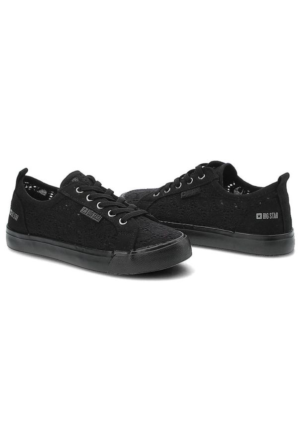 Big-Star - Czarne Trampki Big Star Dziecięce Buty Wsuwane. Okazja: na co dzień. Zapięcie: bez zapięcia. Kolor: czarny. Materiał: guma, skóra, materiał. Szerokość cholewki: normalna. Wzór: aplikacja. Styl: casual