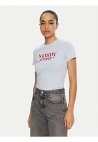 Tommy Jeans T-Shirt Essential DW0DW19447 Błękitny Slim Fit. Kolor: niebieski. Materiał: bawełna