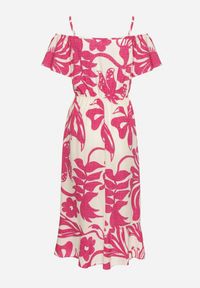 Born2be - Różowa Sukienka Typu Hiszpanka na Ramiączkach z Gumką w Pasie i Kopertowym Dołem Nellithine. Okazja: na co dzień. Typ kołnierza: dekolt hiszpanka. Kolor: różowy. Długość rękawa: na ramiączkach. Sezon: lato. Typ sukienki: kopertowe. Styl: casual, elegancki #6