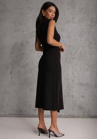 Renee - Czarna Dopasowana Sukienka Elegancka z Aplikacją w Talii Corope. Kolor: czarny. Wzór: aplikacja. Styl: elegancki #5