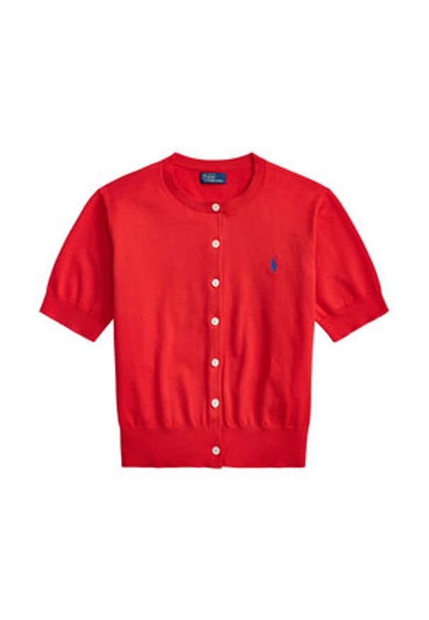 Polo Ralph Lauren Kardigan 211A12718002 Czerwony Regular Fit. Typ kołnierza: polo. Kolor: czerwony. Materiał: bawełna