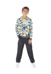 Guess bluza bawełniana dziecięca kolor żółty z kapturem wzorzysta. Typ kołnierza: kaptur. Kolor: żółty. Materiał: bawełna #5