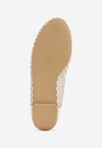 Renee - Jasnobeżowe Balerinki z Siateczkową Cholewką z Plecionką Zdobione Kokardką Harelaya. Okazja: na spacer. Kolor: beżowy. Materiał: jeans. Szerokość cholewki: normalna. Wzór: aplikacja. Sezon: lato. Obcas: na płaskiej podeszwie. Styl: boho, elegancki #7