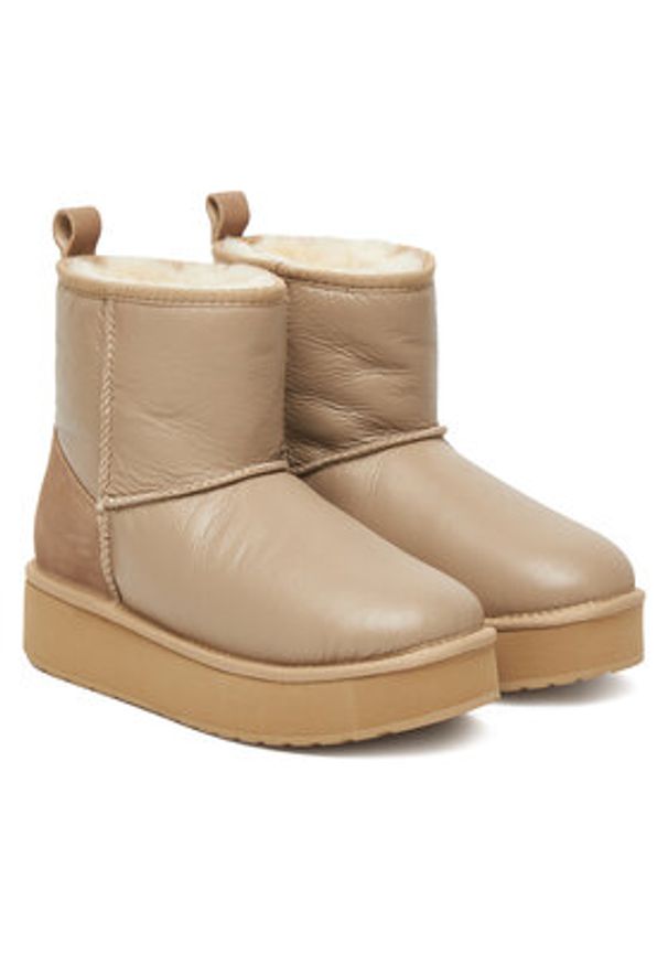 EMU Australia Śniegowce Stinger Mini Flatform Leather W13189 Beżowy. Kolor: beżowy. Materiał: skóra