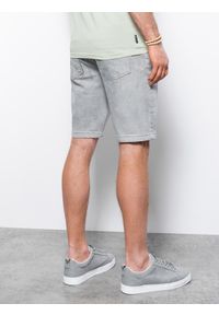 Ombre Clothing - Krótkie spodenki męskie jeansowe - szary W310 - XXL. Kolor: szary. Materiał: jeans. Długość: krótkie. Sezon: lato #3