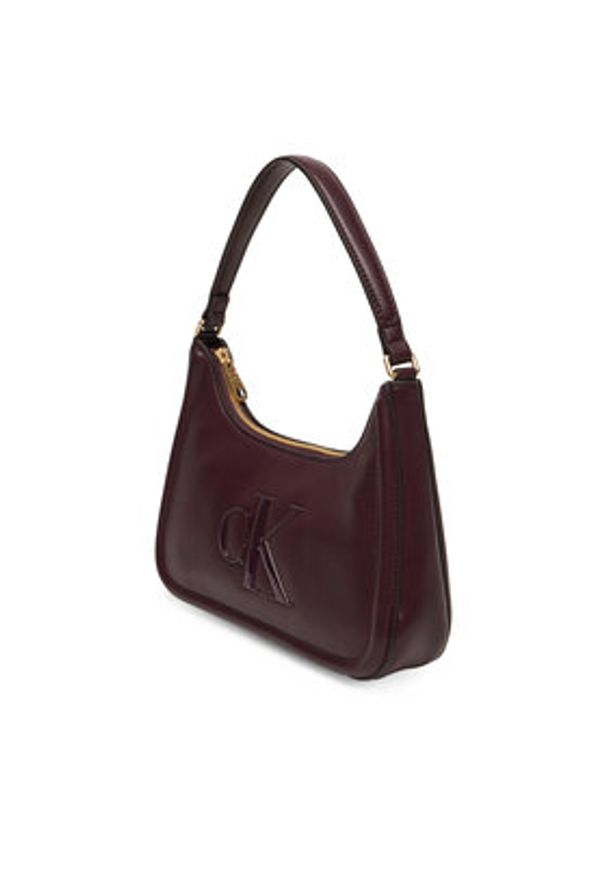 Calvin Klein Torebka Bold Ck Small Shoulder Bag LV04F3230G Bordowy. Kolor: czerwony. Materiał: skórzane