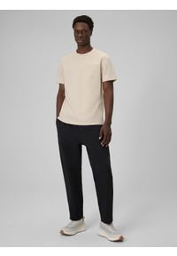 4f - 4F T-shirt regular gładki męski - beżowy S. Okazja: na co dzień. Kolor: beżowy. Materiał: bawełna, dzianina. Długość rękawa: krótki rękaw. Długość: krótkie. Wzór: gładki. Styl: casual #2