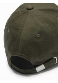 Ombre Clothing - Czapka męska bejsbolówka z daszkiem i ozdobnym haftem – khaki V2 OM-ACCS-0102 - uniwersalny. Kolor: brązowy. Materiał: bawełna. Wzór: haft. Styl: klasyczny, casual #5
