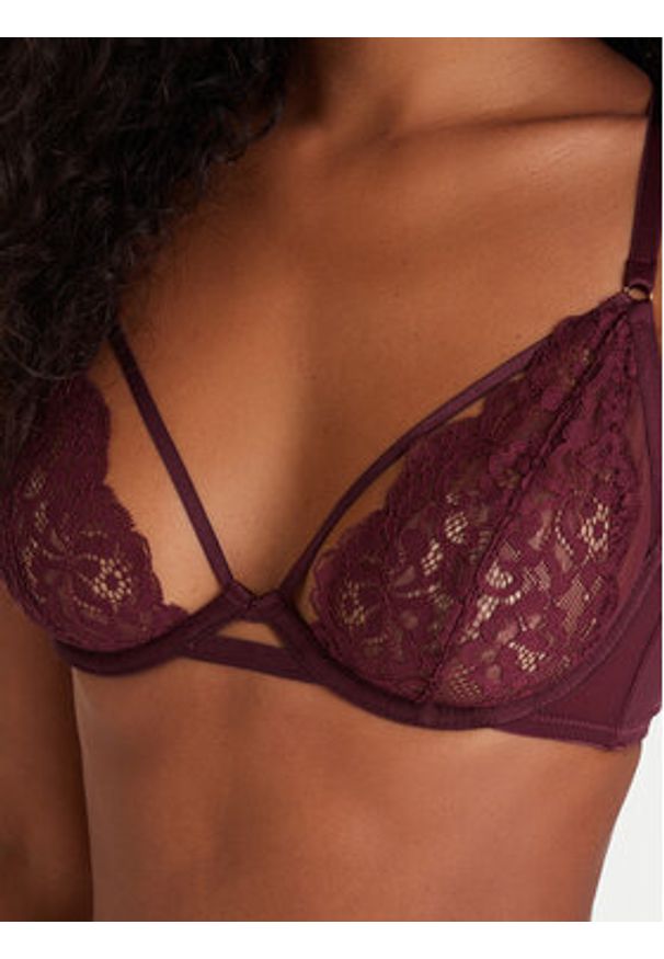 Hunkemöller Biustonosz z fiszbiną 302379 Bordowy. Kolor: czerwony. Materiał: syntetyk