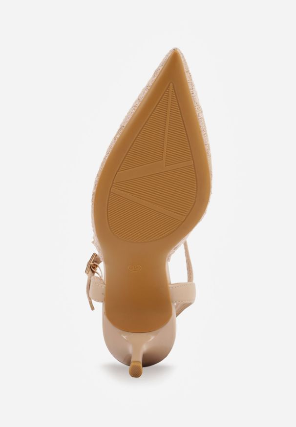 Renee - Ciemnobeżowe Eleganckie Szpilki VICES z Koronkowym Noskiem i Paskiem Wokół Kostki Figesa. Okazja: na wesele, na ślub cywilny. Zapięcie: pasek. Kolor: beżowy. Materiał: koronka. Obcas: na szpilce. Styl: elegancki