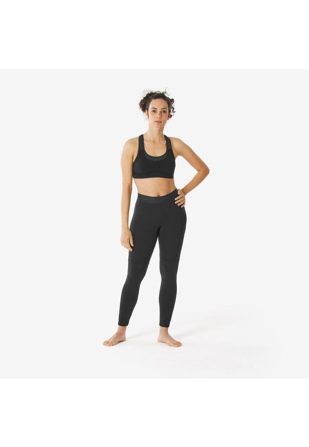 FORCLAZ - Legginsy trekkingowe damskie Forclaz MT500 merino. Kolor: czarny. Materiał: wełna, poliamid, elastan, materiał. Sezon: lato, zima