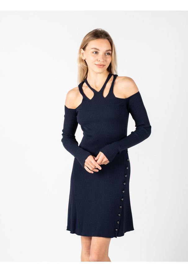 Pinko Sukienka "Orihuela" | 1G178C Y7XV | Kobieta | Granatowy. Kolor: niebieski. Materiał: wiskoza, poliamid, elastan. Długość rękawa: długi rękaw. Typ sukienki: dopasowane. Długość: mini