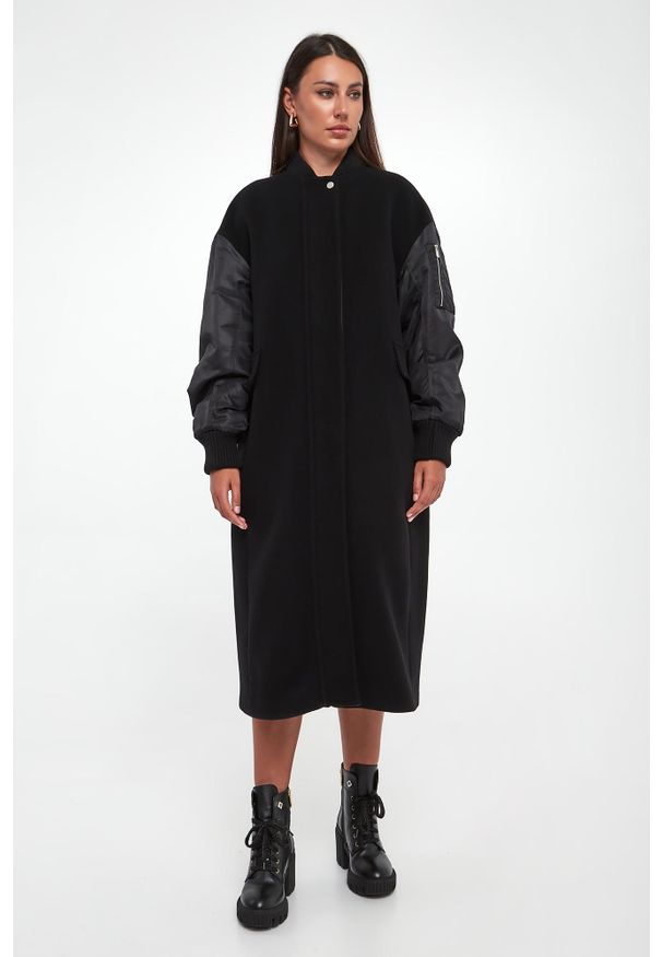 Pinko - Płaszcz damski wełniany Mapur PINKO. Materiał: wełna