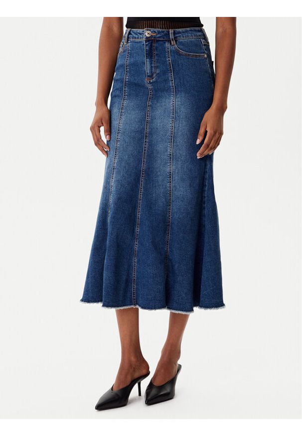 Morgan Spódnica jeansowa 252-JAFTER Niebieski Slim Fit. Kolor: niebieski. Materiał: bawełna