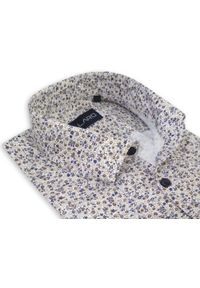 Mmer / Villaro - Koszule męskie - Koszula w brązowo-granatowe kwiatki H150. Kolor: brązowy, wielokolorowy, niebieski. Materiał: bawełna, poliester, tkanina. Długość: długie. Wzór: kwiaty. Styl: klasyczny #1