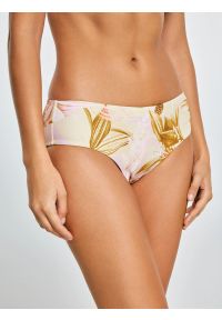Big-Star - Dół od kostiumu kąpielowego w roślinny wzór perłowy Morrasa 103. Kolor: kremowy. Materiał: skóra. Wzór: nadruk #6