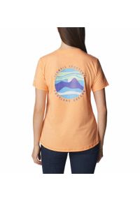 columbia - Koszulka Damska Columbia Sun Trek Graphic Tee II T-Shirt. Kolor: pomarańczowy. Materiał: bawełna. Sport: turystyka piesza