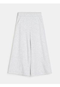 Sinsay - Spodnie dresowe wide leg - szary. Kolor: szary. Materiał: dresówka