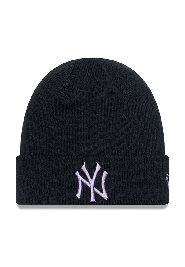 Czapka New Era New York Yankees League Essential 60364354 - czarna. Kolor: czarny. Materiał: akryl, dzianina. Wzór: aplikacja. Sezon: zima. Styl: klasyczny, casual