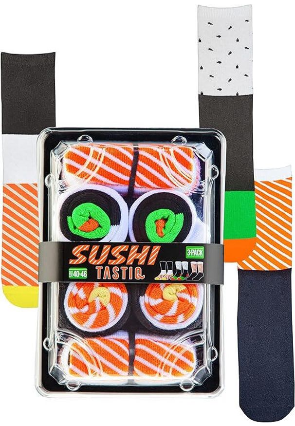 ZEAGLE - Tastic Unisex Skarpetki Sushi 3-pak Rozmiar 40-46. Kolor: wielokolorowy. Materiał: poliamid, bawełna. Sport: kolarstwo