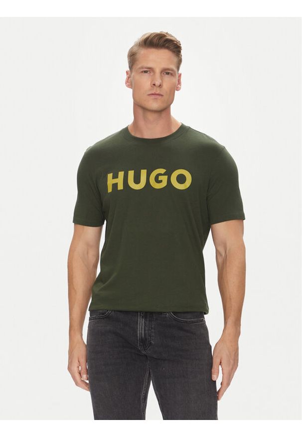Hugo - HUGO T-Shirt Dulivio 50467556 Zielony Regular Fit. Kolor: zielony. Materiał: bawełna