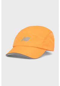 New Balance czapka z daszkiem kolor pomarańczowy z nadrukiem. Kolor: pomarańczowy. Wzór: nadruk