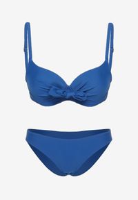 Born2be - Niebieskie Dwuczęściowe Bikini z Ozdobnym Wiązaniem i Figami Alha. Kolor: niebieski. Materiał: tkanina. Wzór: gładki #4