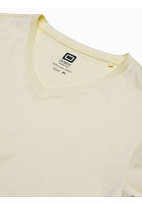 Ombre Clothing - T-shirt męski bawełniany BASIC S1369 - jasnożółty - XXL. Typ kołnierza: dekolt w serek. Kolor: żółty. Materiał: bawełna. Długość: krótkie. Styl: klasyczny