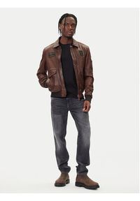 Aeronautica Militare Kurtka skórzana 252PN0895U100839 Brązowy Regular Fit. Kolor: brązowy. Materiał: skóra