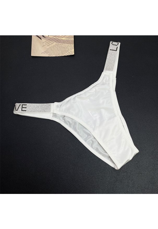 Intica - Stringi damskie z ozdobną gumką na co dzień i specjalne okazje Faygah. Kolor: biały. Materiał: materiał