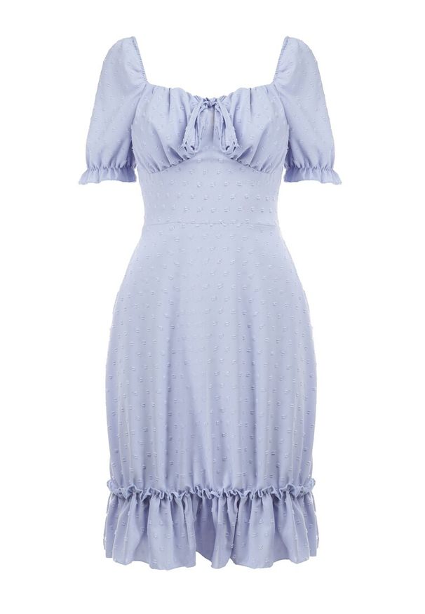 Born2be - Niebieska Sukienka Andrelle. Typ kołnierza: dekolt gorset. Kolor: niebieski. Materiał: tkanina. Typ sukienki: gorsetowe. Długość: mini