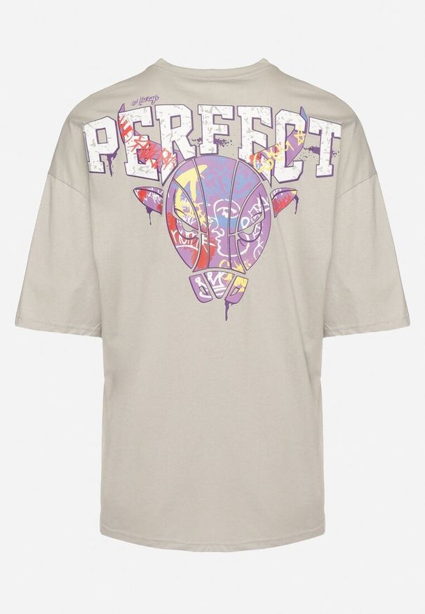 Born2be - Szara Bawełniana Koszulka T-shirt z Krótkim Rękawem Ozdobiony Nadrukami Citara. Kolor: szary. Materiał: bawełna. Długość rękawa: krótki rękaw. Długość: krótkie. Wzór: nadruk, aplikacja. Styl: klasyczny