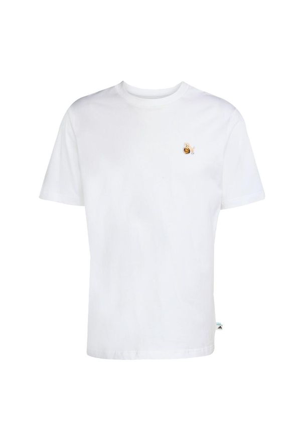 Adidas - Koszulka Dog Hoop Patch Graphic Tee. Kolor: biały. Materiał: bawełna. Wzór: aplikacja, motyw zwierzęcy. Sport: fitness