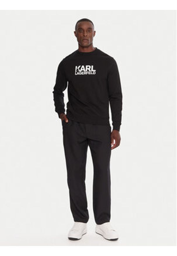 Karl Lagerfeld - KARL LAGERFELD Bluza 705091 554917 Czarny Regular Fit. Typ kołnierza: dekolt w karo. Kolor: czarny. Materiał: bawełna