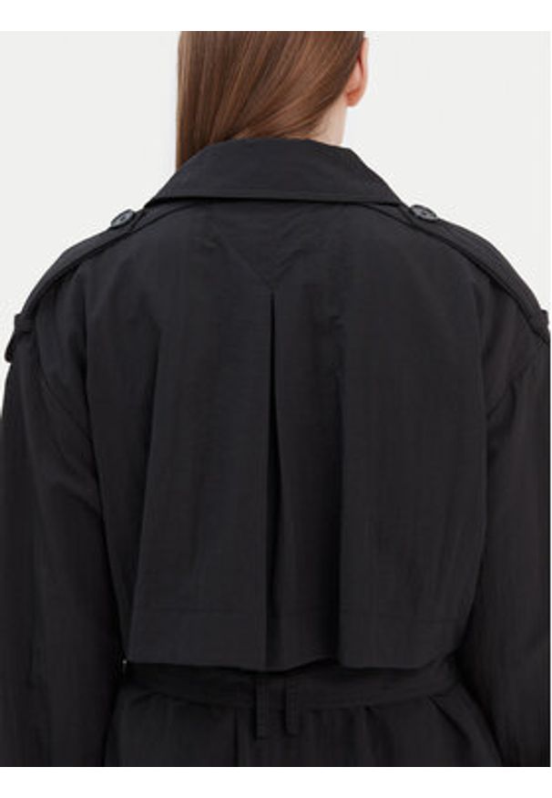 TOMMY HILFIGER - Tommy Hilfiger Trencz WW0WW45632 Czarny Oversize. Kolor: czarny. Materiał: syntetyk