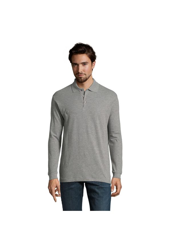 SOL'S - Koszulka Polo Z Długim Rękawem Unisex Star Plain Dla Dorosłych. Typ kołnierza: polo. Kolor: szary. Długość rękawa: długi rękaw. Długość: długie